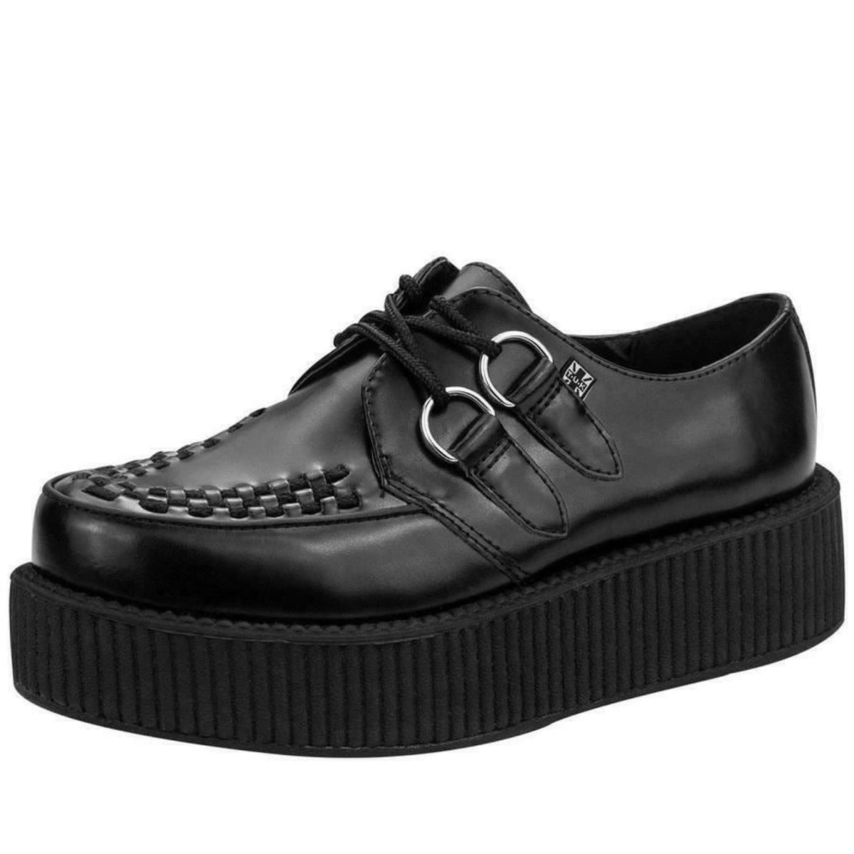 TUK Mondo Hi Black Unisex Leather Platform Creepers Shoes – Top