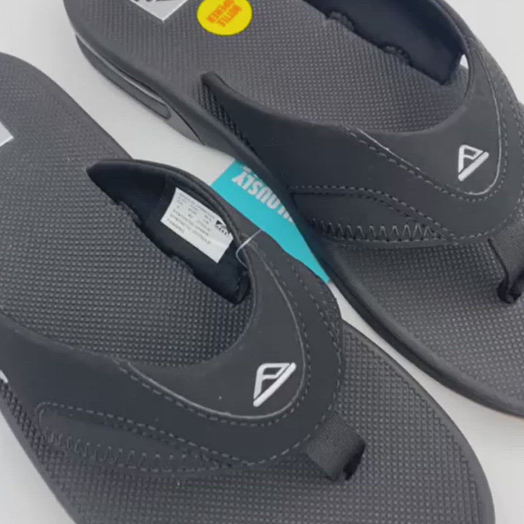 Reef Fanning Black Silver Mens Airbag Sandals Flip Flops