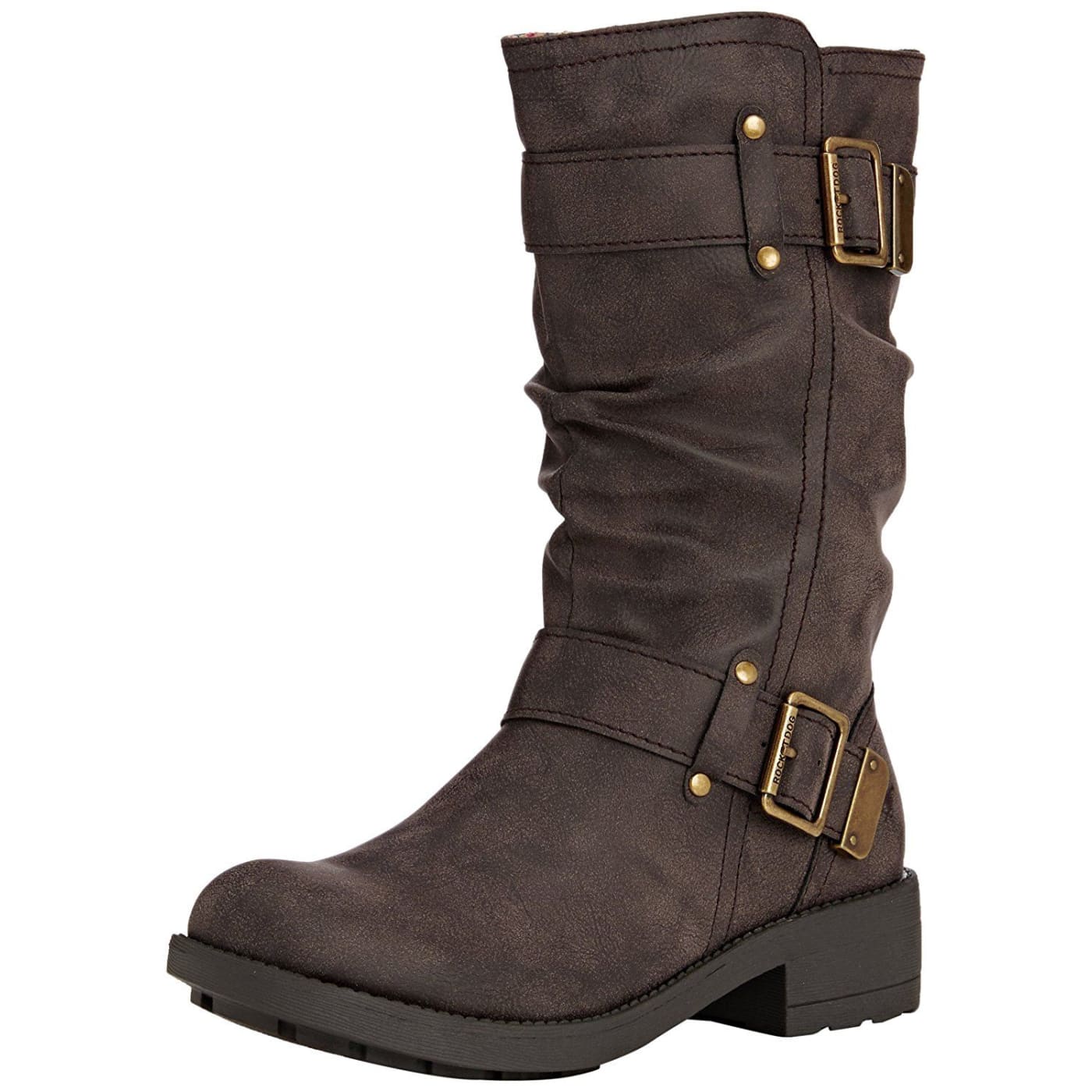 Rocket Dog Trumble Brown Womens Mid Calf Biker Boots Top Brand Shoes